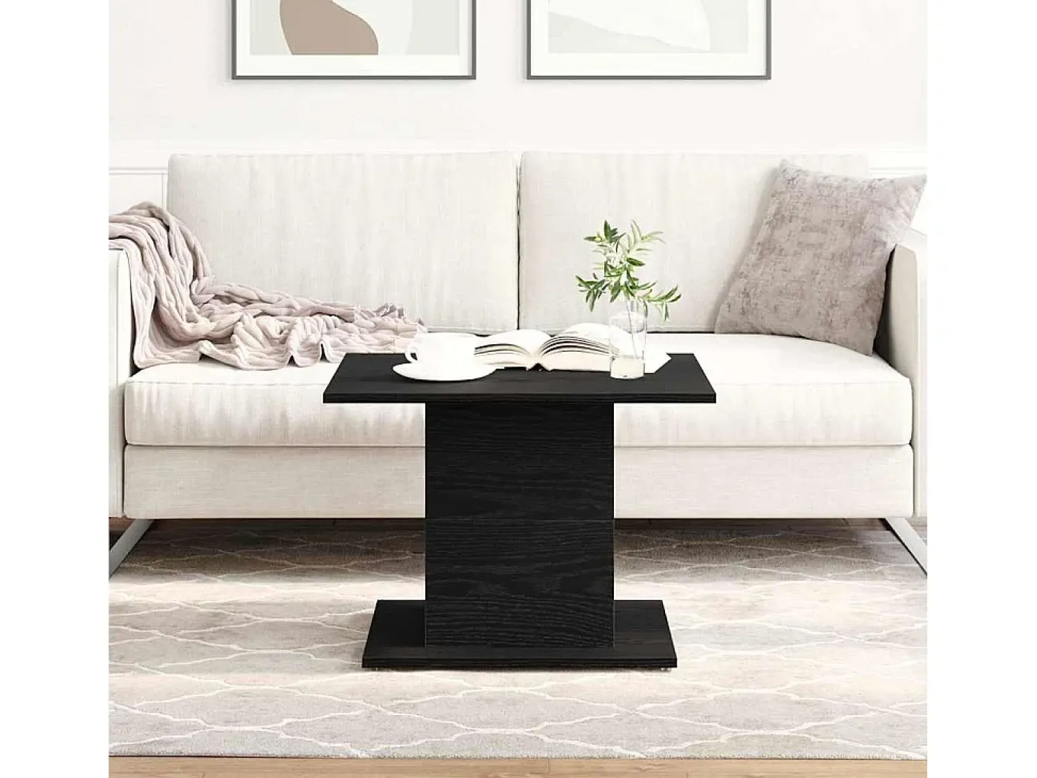 Mesa De Centro| Mesa de centro | Mesa de apoio Carvalho 55.5x55.5x40 cm Preto