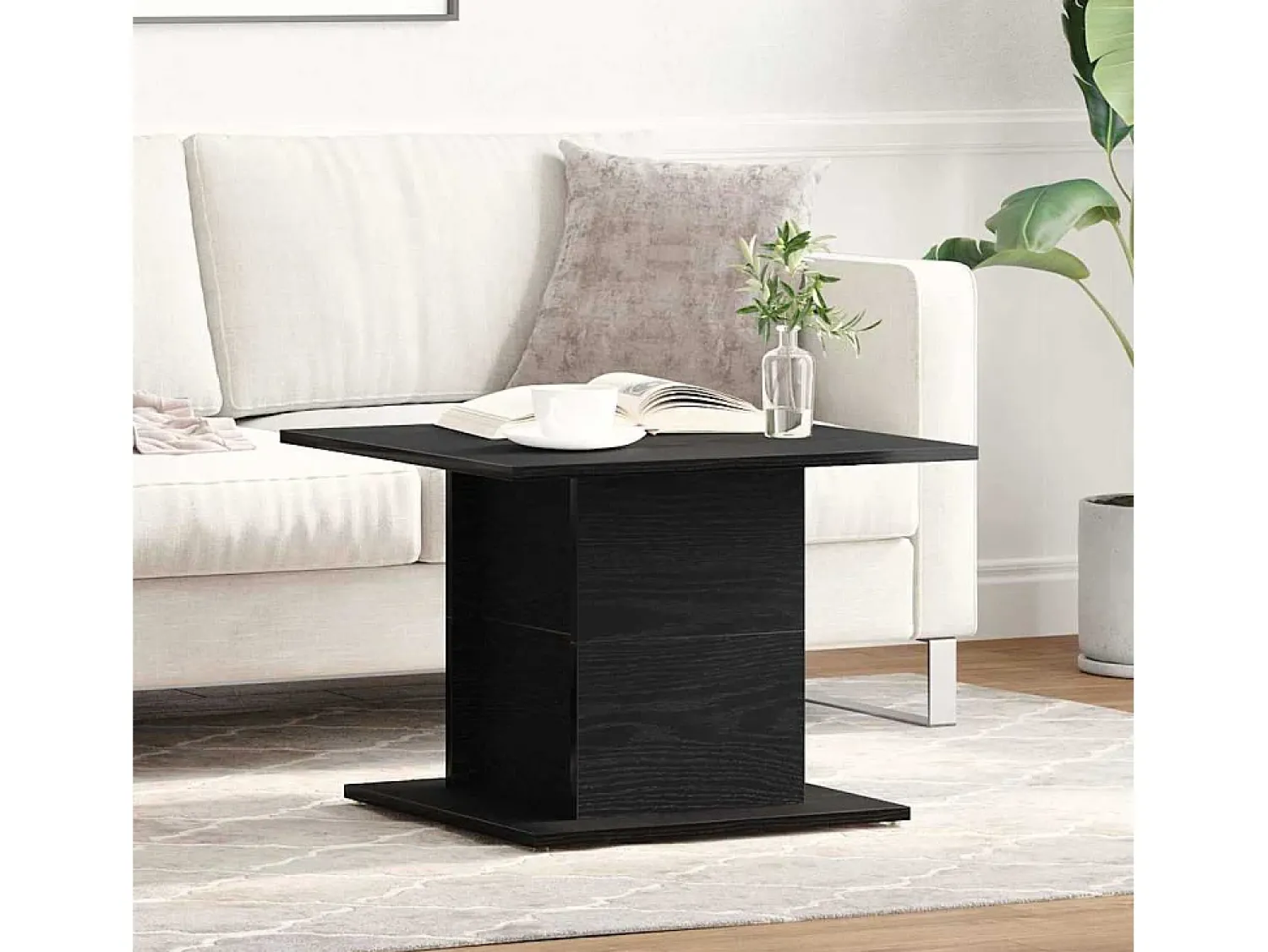 Mesa De Centro| Mesa de centro | Mesa de apoio Carvalho 55.5x55.5x40 cm Preto