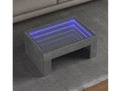 Mesa de centro | Mesa de apoio luzes LED Infinity 70x50x30 cm cimento^ Mesa De Centro