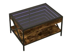Mesa De Centro| Mesa de centro | Mesa de apoio luzes LED Infinity 70x50x38 cm carvalho fumado Castanho