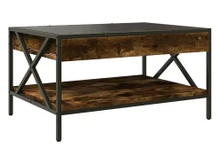 Mesa De Centro| Mesa de centro | Mesa de apoio luzes LED Infinity 70x50x38 cm carvalho fumado Castanho