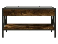 Mesa De Centro| Mesa de centro | Mesa de apoio luzes LED Infinity 70x50x38 cm carvalho fumado Castanho