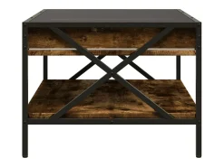 Mesa De Centro| Mesa de centro | Mesa de apoio luzes LED Infinity 70x50x38 cm carvalho fumado Castanho