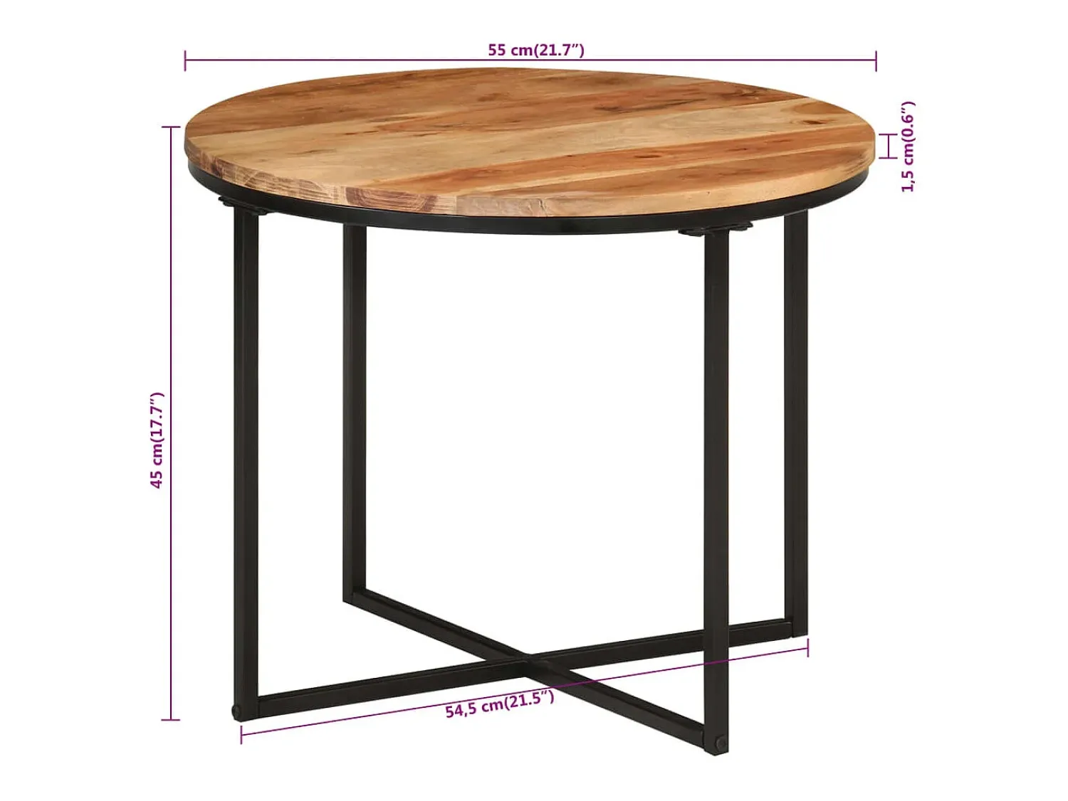 Sale Mesa de centro | Mesa de apoio | Mesa de café 55x55x45 cm madeira de acácia maciça e ferro Castanho