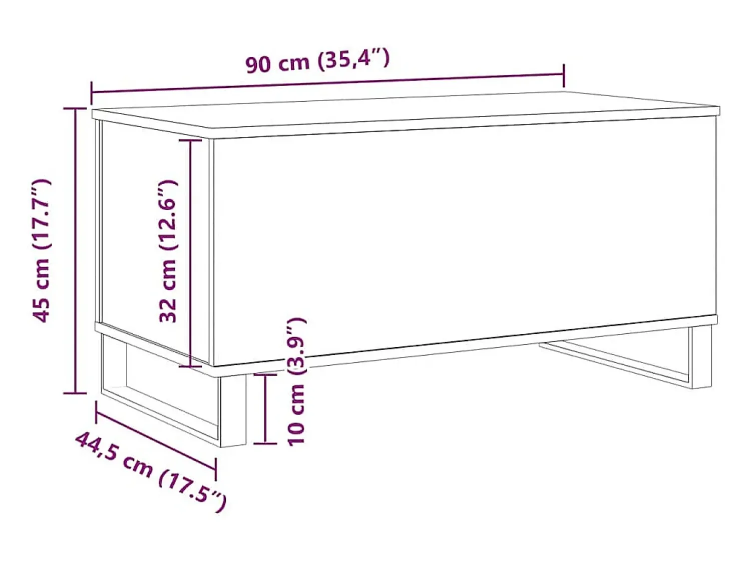 Mesa De Centro* Mesa de centro | Mesa de apoio 90x44.5x45 cm derivados madeira carvalho artisiano Castanho