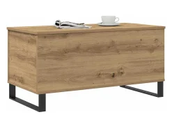 Mesa De Centro* Mesa de centro | Mesa de apoio 90x44.5x45 cm derivados madeira carvalho artisiano Castanho
