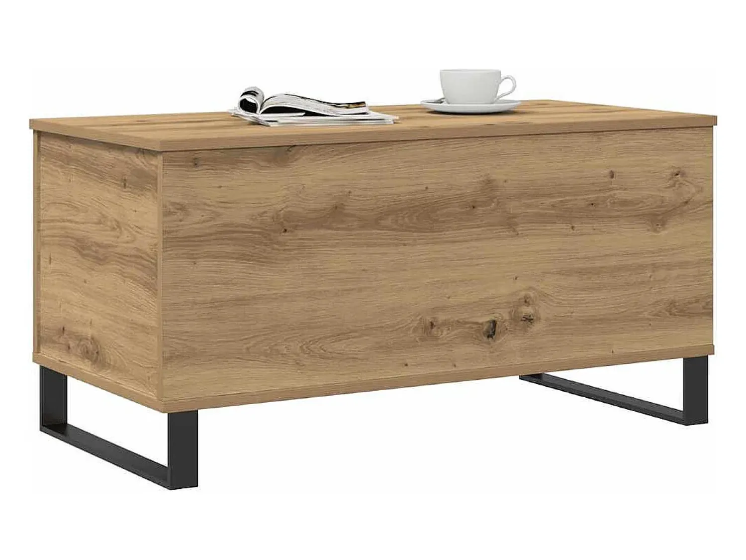 Mesa De Centro* Mesa de centro | Mesa de apoio 90x44.5x45 cm derivados madeira carvalho artisiano Castanho