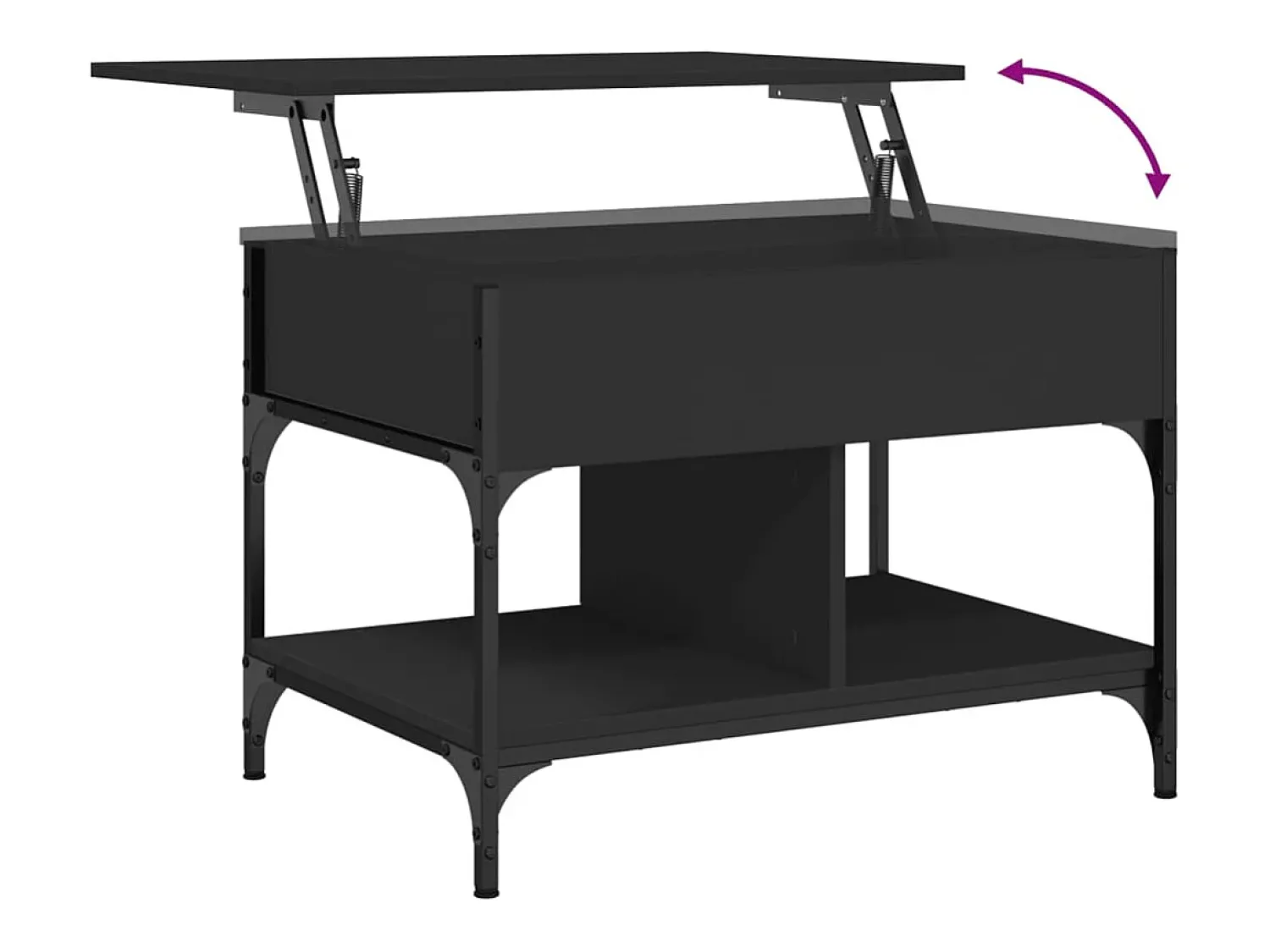 New Mesa de centro | Mesa de apoio 70x50x50 cm derivados de madeira/metal Preto