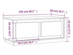 Mesa de centro | Mesa de apoio 102x50x44 cm derivados de madeira Preto