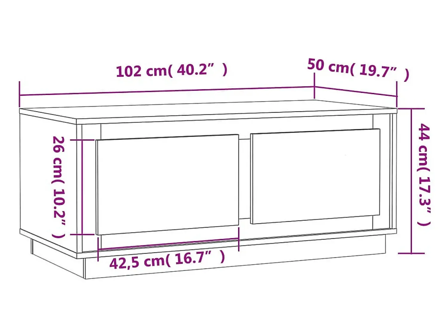 Mesa de centro | Mesa de apoio 102x50x44 cm derivados de madeira Preto