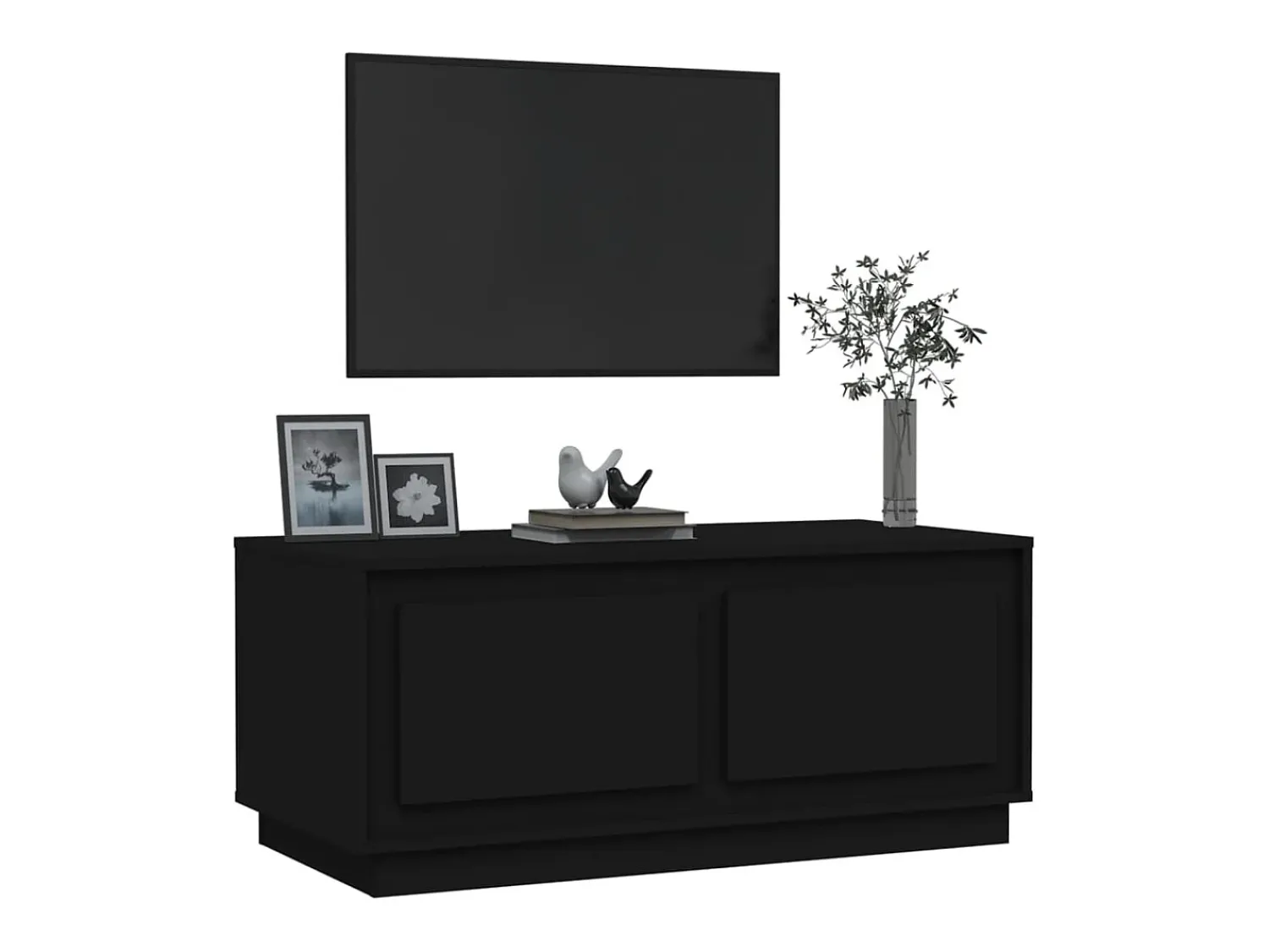 Mesa de centro | Mesa de apoio 102x50x44 cm derivados de madeira Preto