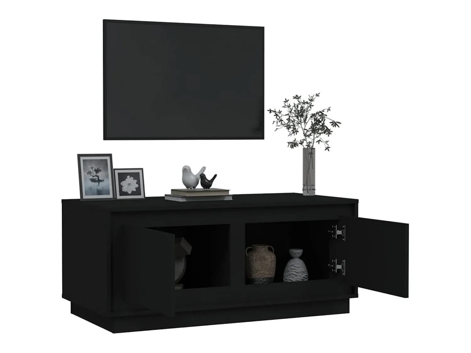 Mesa de centro | Mesa de apoio 102x50x44 cm derivados de madeira Preto