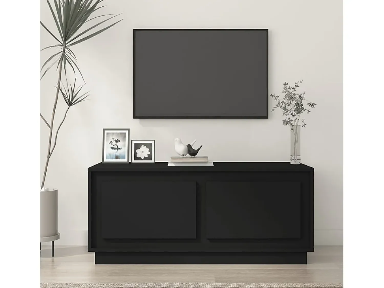 Mesa de centro | Mesa de apoio 102x50x44 cm derivados de madeira Preto