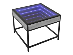 Mesa De Centro| Mesa de centro | Mesa de apoio luzes LED Infinity 50x50x41 cm sonoma Cinzento