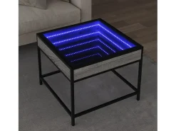 Mesa De Centro| Mesa de centro | Mesa de apoio luzes LED Infinity 50x50x41 cm sonoma Cinzento