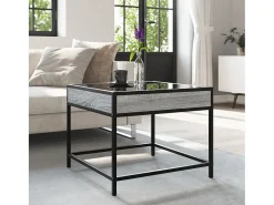 Mesa De Centro| Mesa de centro | Mesa de apoio luzes LED Infinity 50x50x41 cm sonoma Cinzento