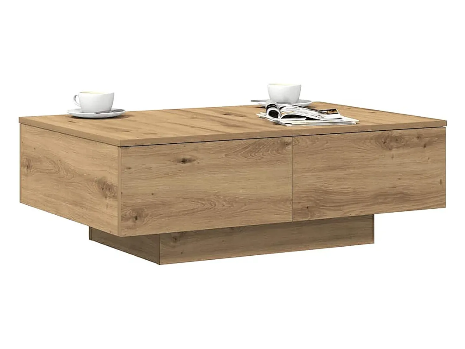 New Mesa de centro | Mesa de apoio 90x60x31 cm deriv. madeira carvalho artisiano Castanho