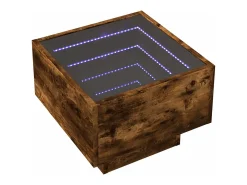 Mesa de centro | Mesa de apoio c/ LEDs 40x40x30 cm derivados de madeira^ Mesa De Centro