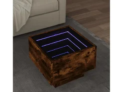 Mesa de centro | Mesa de apoio c/ LEDs 40x40x30 cm derivados de madeira^ Mesa De Centro