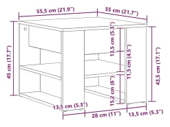 Mesa De Centro| Mesa de centro | Mesa de apoio Carvalho 55.5x55x45 cm Preto
