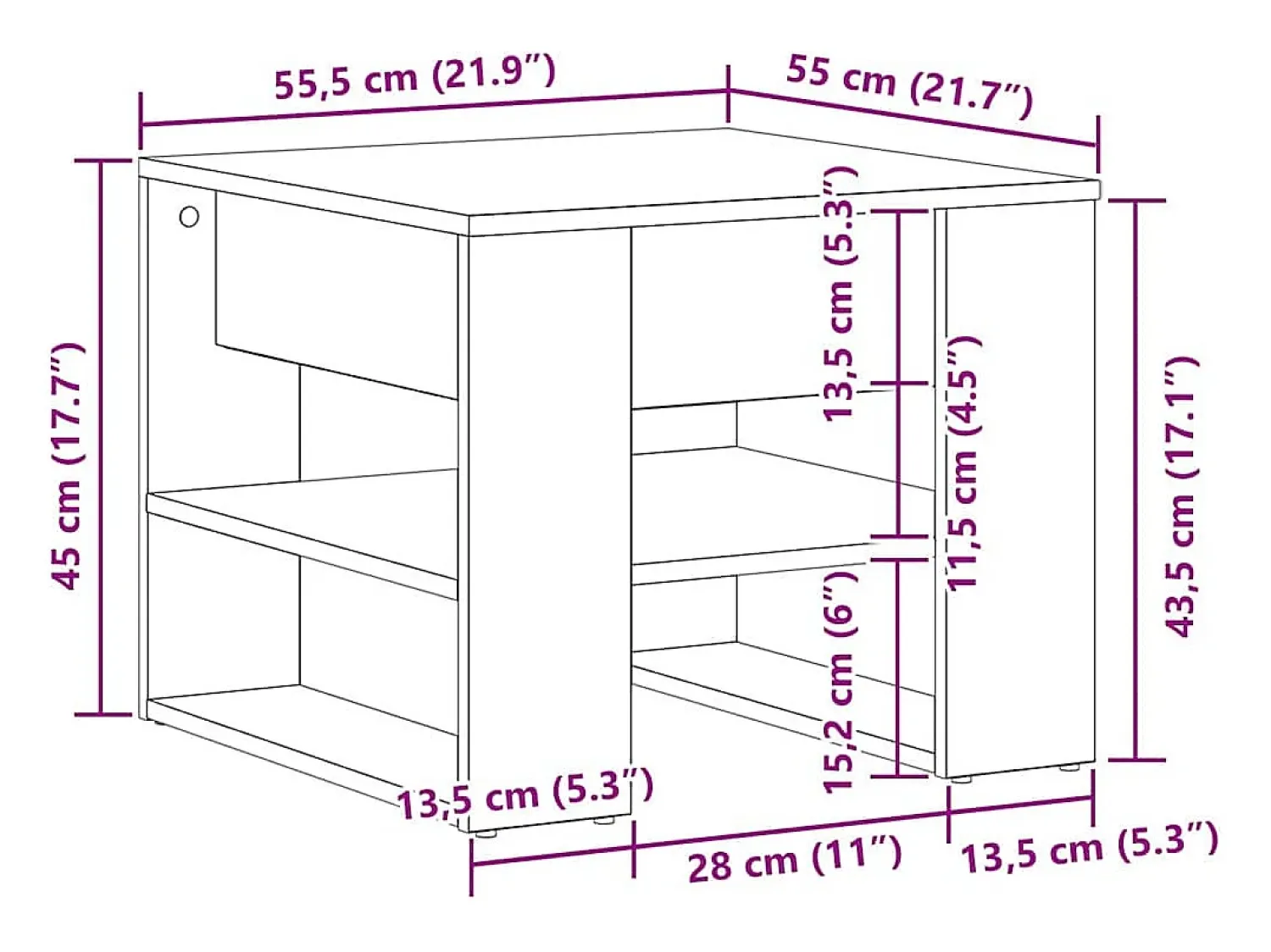 Mesa De Centro| Mesa de centro | Mesa de apoio Carvalho 55.5x55x45 cm Preto