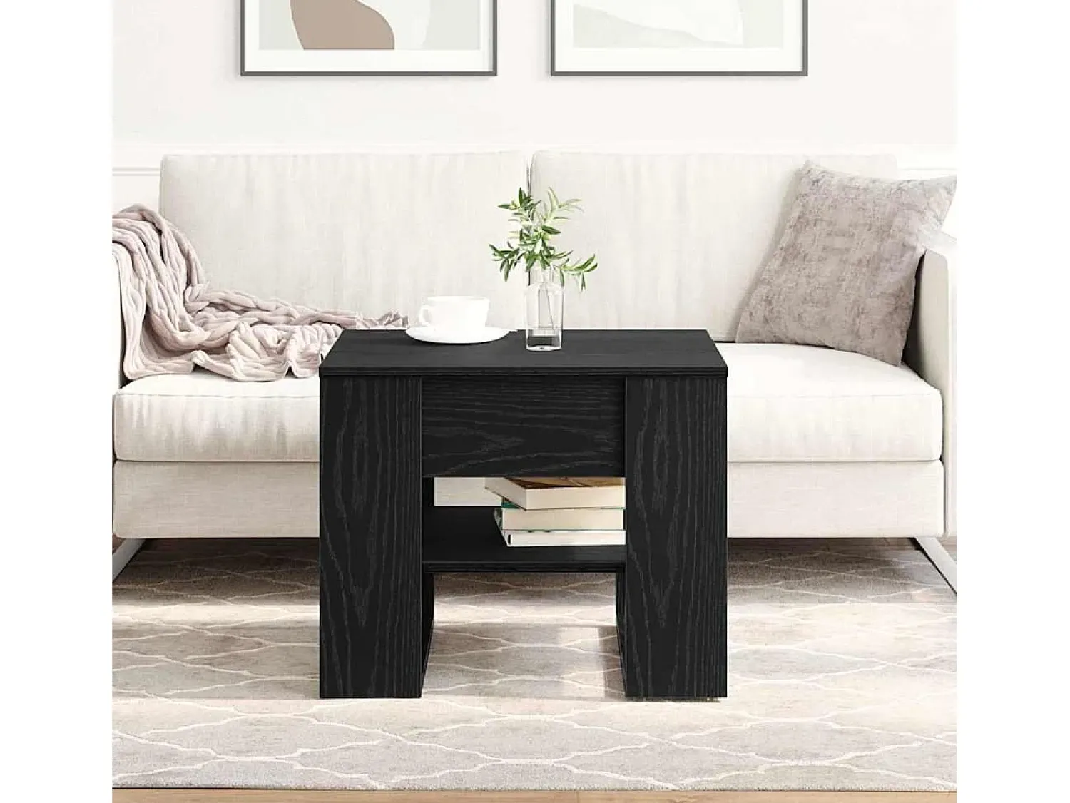 Mesa De Centro| Mesa de centro | Mesa de apoio Carvalho 55.5x55x45 cm Preto