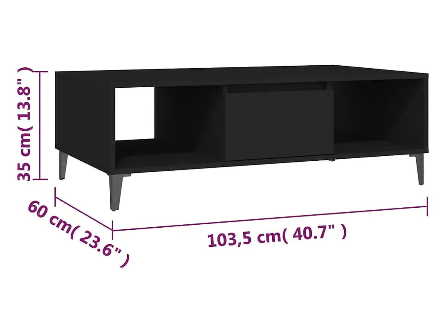 Mesa de centro | Mesa de apoio 103.5x60x35 cm derivados de madeira^ Mesa De Centro