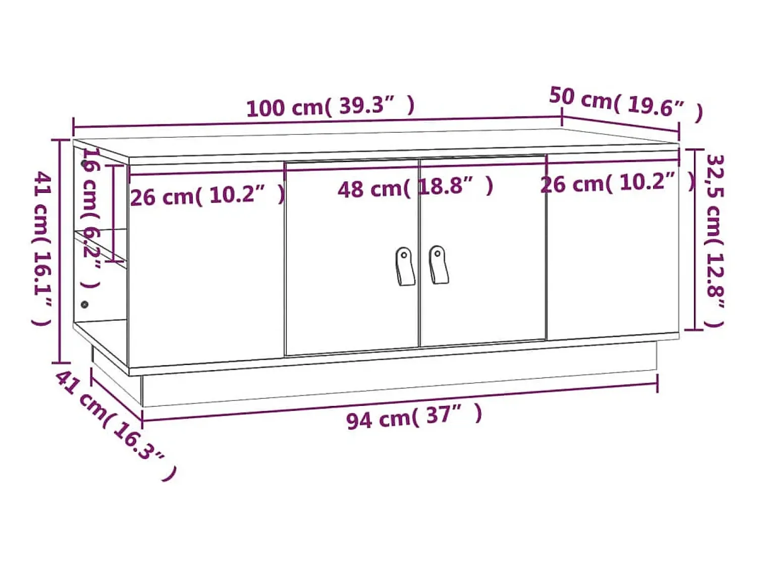 Outlet Mesa de centro | Mesa de apoio 100x50x41 cm pinho maciço Branco