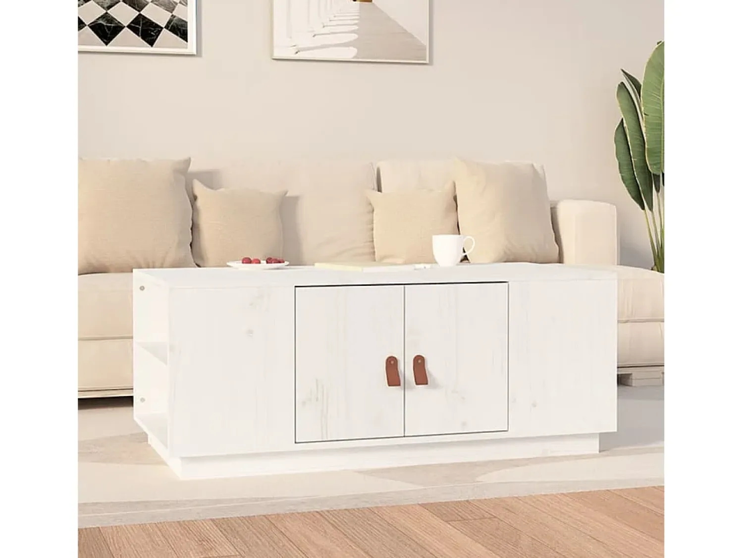 Outlet Mesa de centro | Mesa de apoio 100x50x41 cm pinho maciço Branco