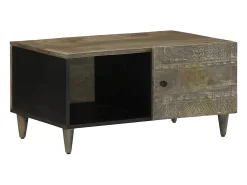 Clearance Mesa de centro | Mesa de apoio claro 80x50x40 cm madeira mangueira maciça Cinzento