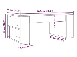 Online Mesa de centro | Mesa de apoio | Mesa de café 102x55x42 cm derivados de madeira madeira velha Castanho