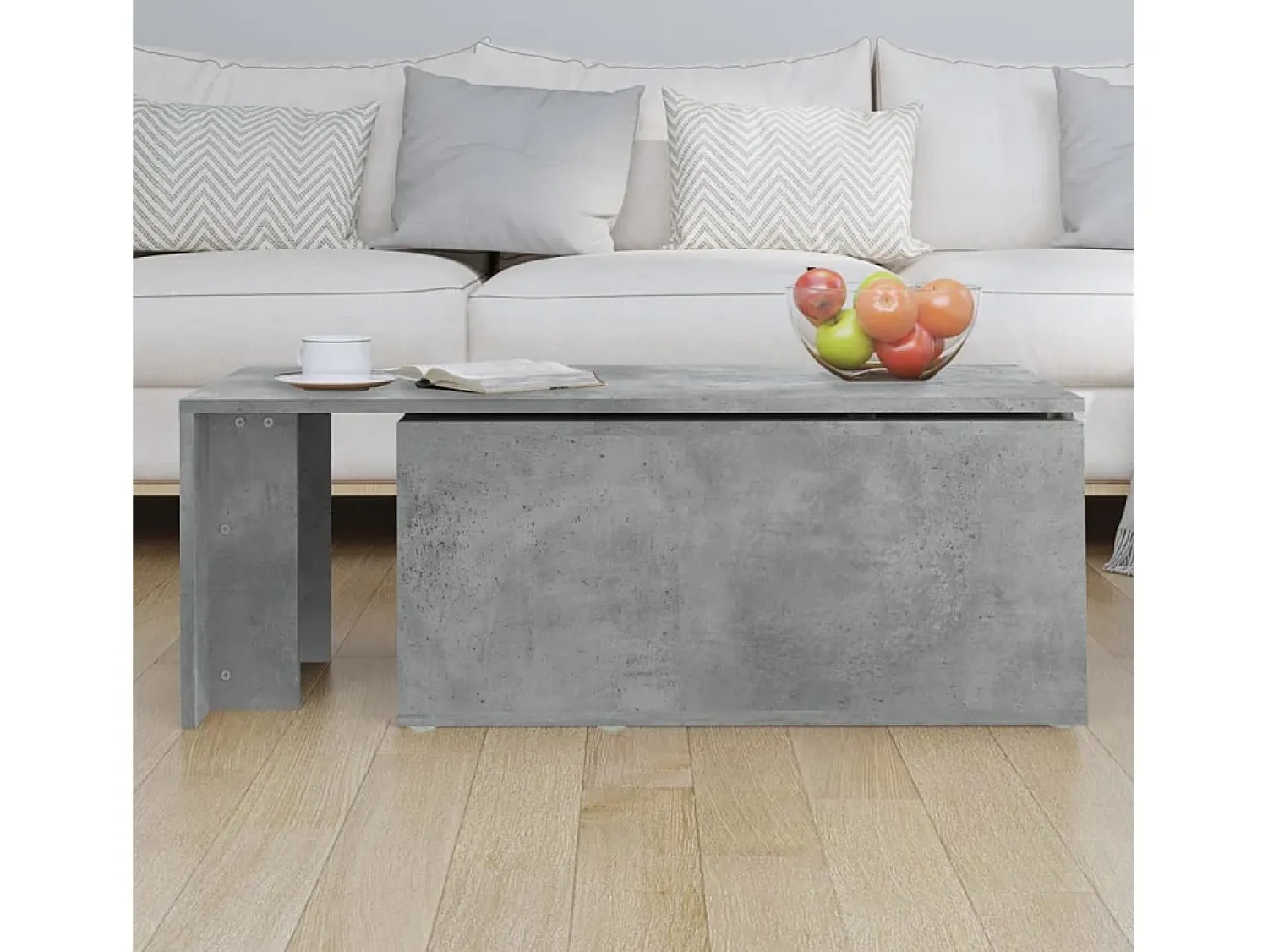 Mesa de centro | Mesa de apoio 150x50x35 cm contraplacado cimento^ Mesa De Centro