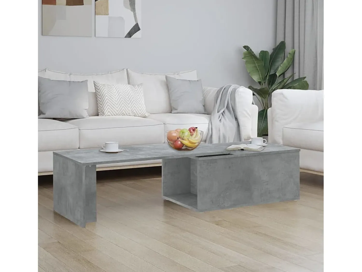 Mesa de centro | Mesa de apoio 150x50x35 cm contraplacado cimento^ Mesa De Centro
