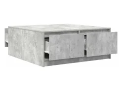 Mesa De Centro* Mesa de centro | Mesa de apoio com gavetas 100x100x40 cm -cimento Cinzento