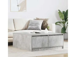 Mesa De Centro* Mesa de centro | Mesa de apoio com gavetas 100x100x40 cm -cimento Cinzento