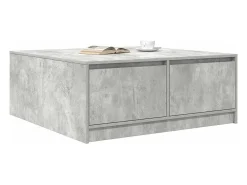 Mesa De Centro* Mesa de centro | Mesa de apoio com gavetas 100x100x40 cm -cimento Cinzento
