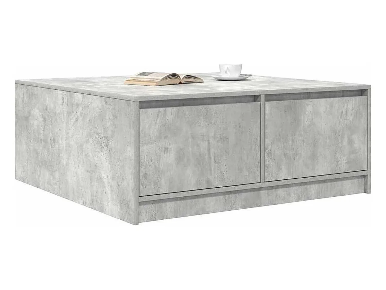 Mesa De Centro* Mesa de centro | Mesa de apoio com gavetas 100x100x40 cm -cimento Cinzento