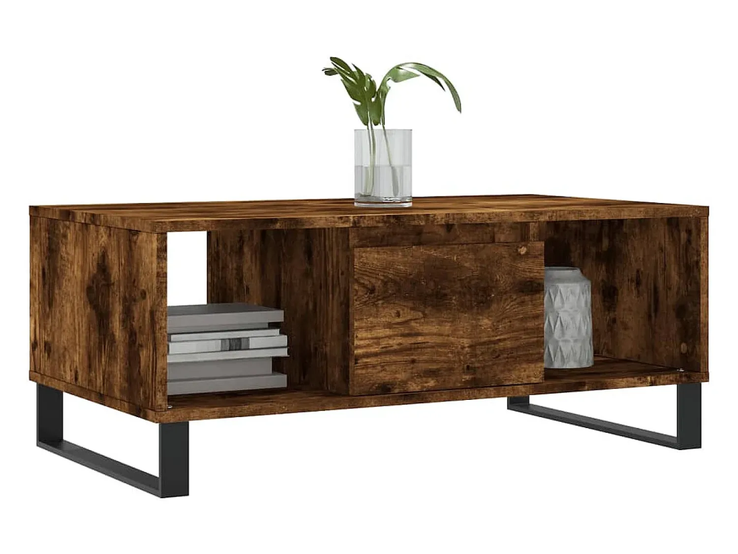 Mesa De Centro* Mesa de centro | Mesa de apoio 90x50x36.5 cm derivados madeira carvalho fumado Castanho