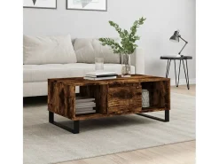 Mesa De Centro* Mesa de centro | Mesa de apoio 90x50x36.5 cm derivados madeira carvalho fumado Castanho