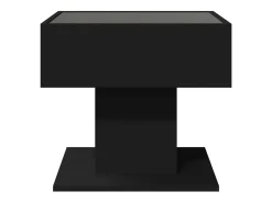 Mesa De Centro* Mesa de centro | Mesa de apoio c/ LEDs 50x50x45cm contraplacado brilhante Preto