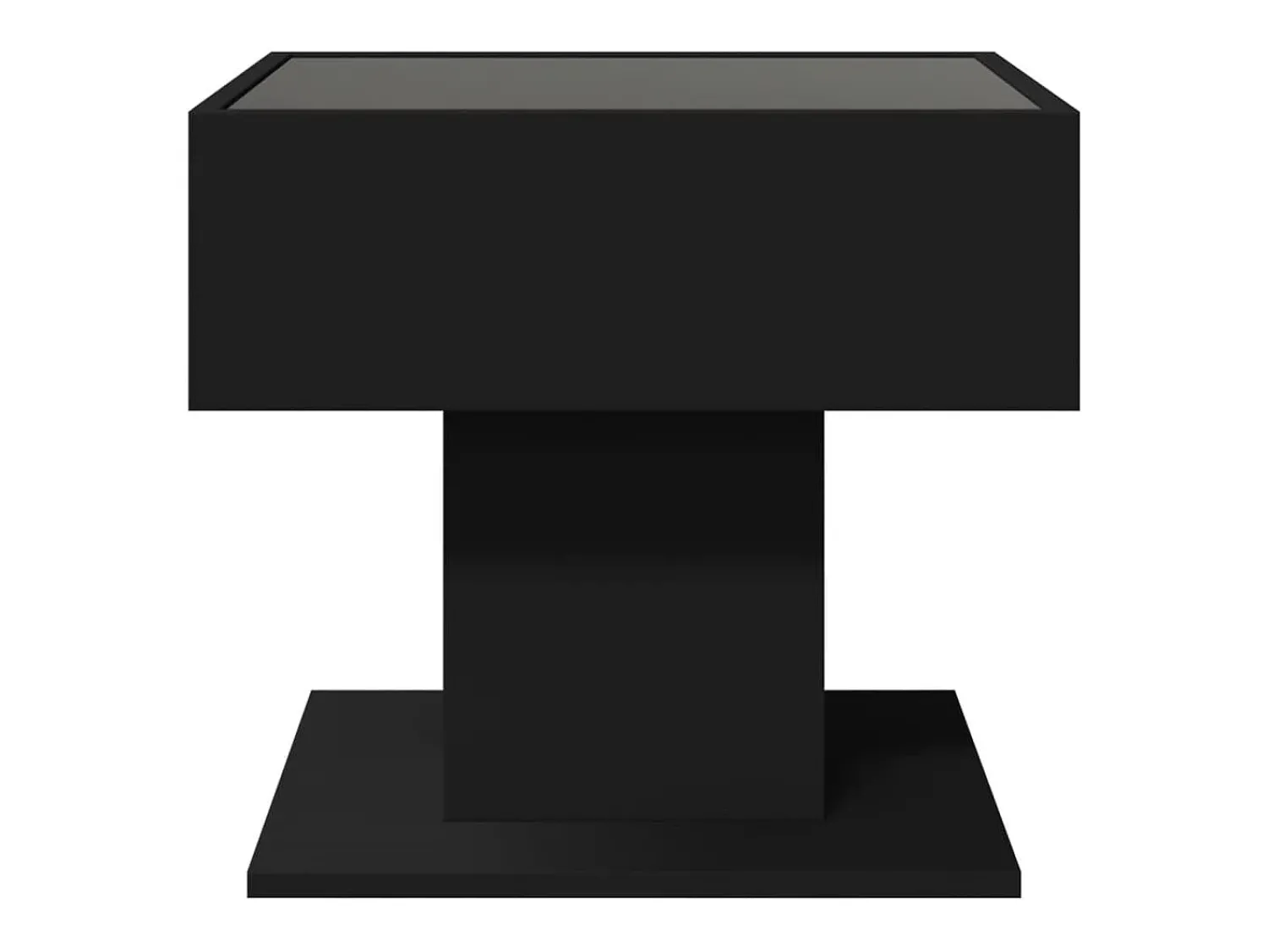 Mesa De Centro* Mesa de centro | Mesa de apoio c/ LEDs 50x50x45cm contraplacado brilhante Preto