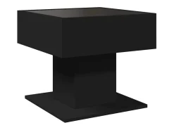 Mesa De Centro* Mesa de centro | Mesa de apoio c/ LEDs 50x50x45cm contraplacado brilhante Preto
