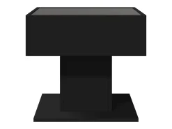 Mesa De Centro* Mesa de centro | Mesa de apoio c/ LEDs 50x50x45cm contraplacado brilhante Preto
