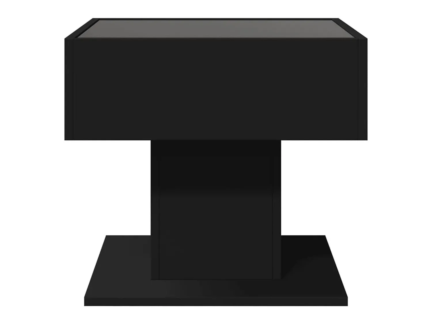 Mesa De Centro* Mesa de centro | Mesa de apoio c/ LEDs 50x50x45cm contraplacado brilhante Preto