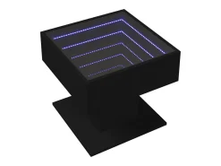 Mesa De Centro* Mesa de centro | Mesa de apoio c/ LEDs 50x50x45cm contraplacado brilhante Preto
