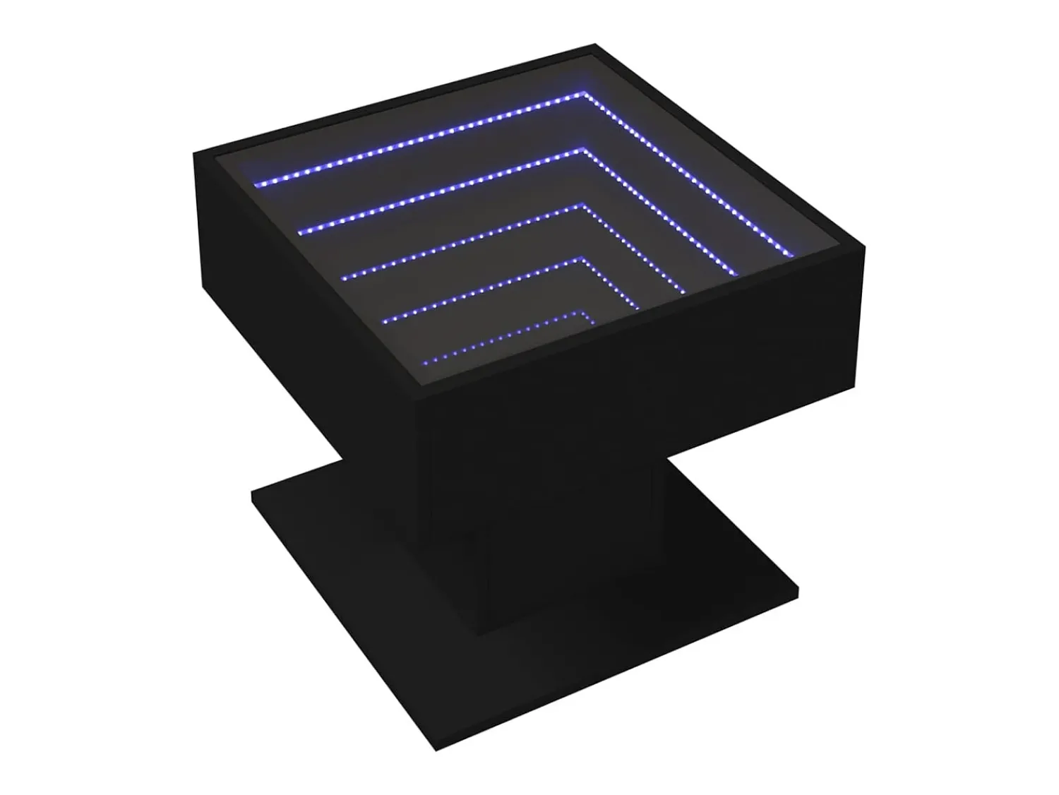 Mesa De Centro* Mesa de centro | Mesa de apoio c/ LEDs 50x50x45cm contraplacado brilhante Preto