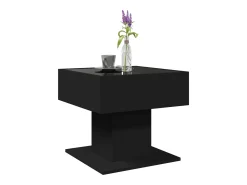 Mesa De Centro* Mesa de centro | Mesa de apoio c/ LEDs 50x50x45cm contraplacado brilhante Preto