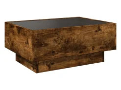 Mesa de centro | Mesa de apoio c/ LEDs 70x50x30 cm derivados de madeira^ Mesa De Centro