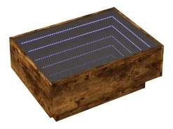 Mesa de centro | Mesa de apoio c/ LEDs 70x50x30 cm derivados de madeira^ Mesa De Centro