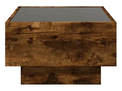 Mesa de centro | Mesa de apoio c/ LEDs 70x50x30 cm derivados de madeira^ Mesa De Centro